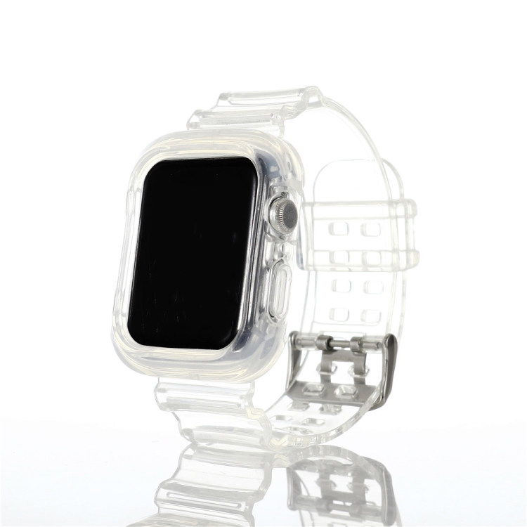 

For Apple Watch Series 6 & SE & 5 & 4 40mm / 3 & 2 & 1 38mm Transparent TPU Integrated Replacement Watch Strap
