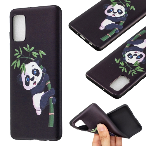 

For Samsung Galaxy A41 Embossment Patterned TPU Soft Protector Cover Case(Panda and Bamboo)