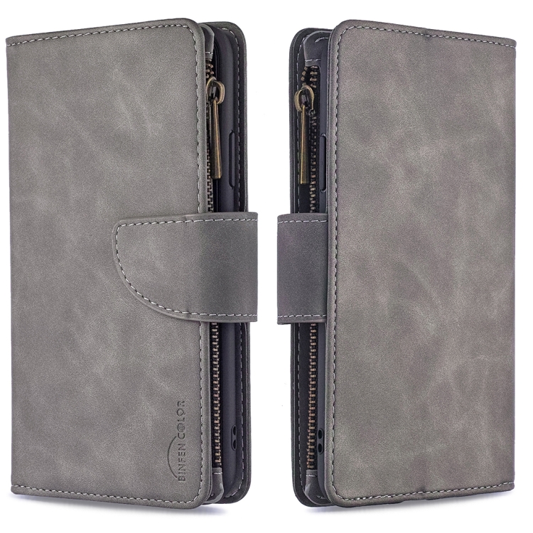

For iPhone 11 Pro Max Skin Feel Detachable Magnetic Zipper Horizontal Flip PU Leather Case with Multi-Card Slots & Holder & Wallet & Photo Frame & Lanyard(Grey)