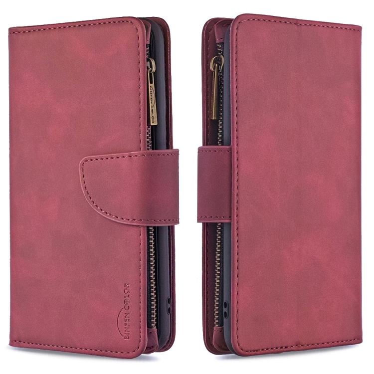 

For Samsung Galaxy S10+ Skin Feel Detachable Magnetic Zipper Horizontal Flip PU Leather Case with Multi-Card Slots & Holder & Wallet & Photo Frame & Lanyard(Red)
