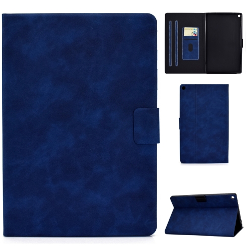 

For Kindle Fire HD10 2015 / 2017 Cowhide Texture Horizontal Flip Leather Case with Holder & Card Slots(Blue)