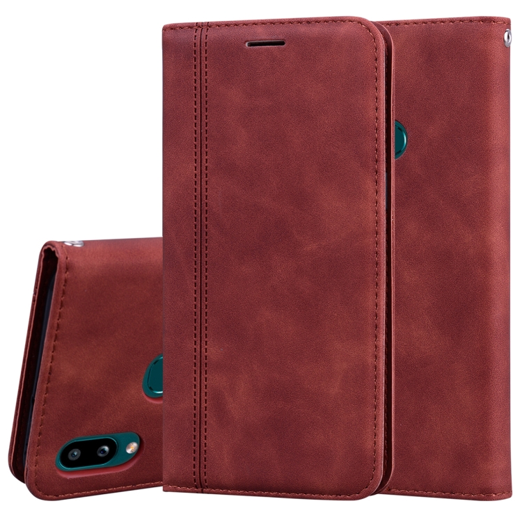 

For Samsung Galaxy A10s Frosted Business Magnetic Horizontal Flip PU Leather Case with Holder & Card Slot & Lanyard(Brown)