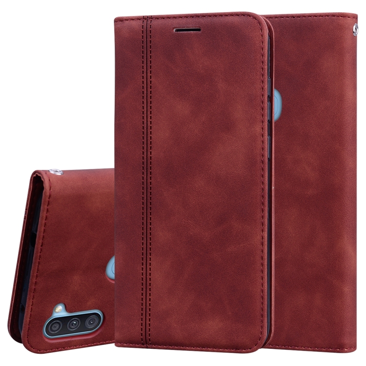 

For Samsung Galaxy A11 Frosted Business Magnetic Horizontal Flip PU Leather Case with Holder & Card Slot & Lanyard(Brown)