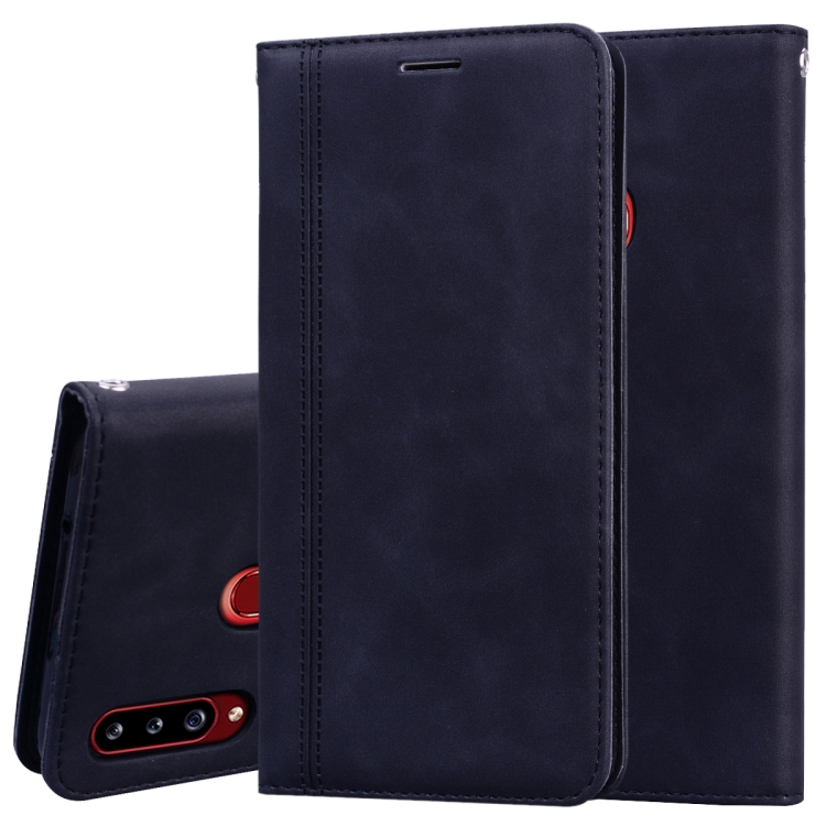 

For Samsung Galaxy A20s Frosted Business Magnetic Horizontal Flip PU Leather Case with Holder & Card Slot & Lanyard(Black)