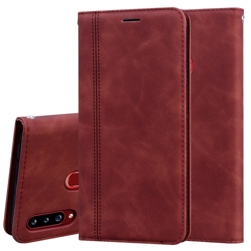 

For Samsung Galaxy A20s Frosted Business Magnetic Horizontal Flip PU Leather Case with Holder & Card Slot & Lanyard(Brown)