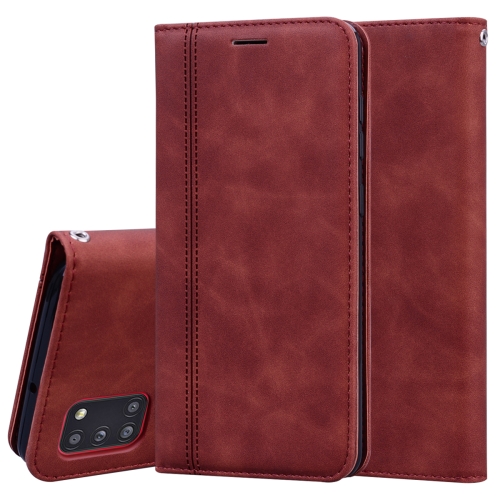 

For Samsung Galaxy A31 Frosted Business Magnetic Horizontal Flip PU Leather Case with Holder & Card Slot & Lanyard(Brown)