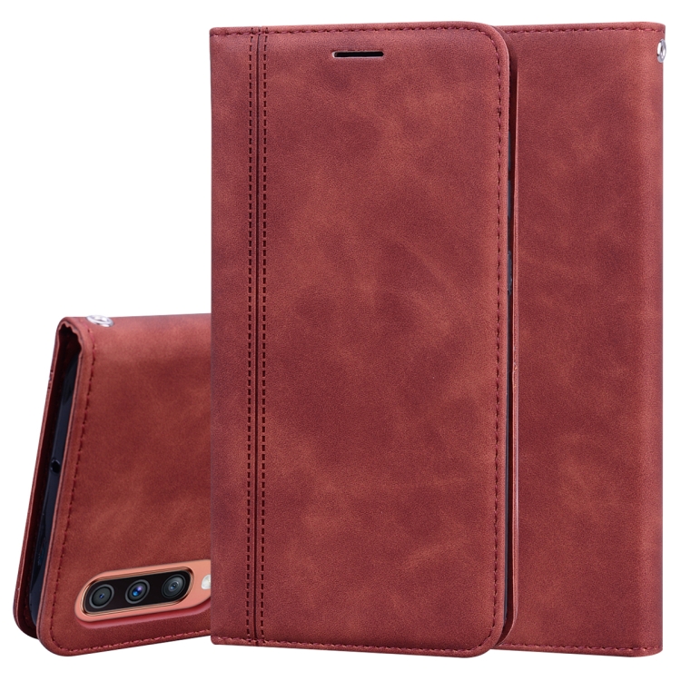 

For Samsung Galaxy A70 Frosted Business Magnetic Horizontal Flip PU Leather Case with Holder & Card Slot & Lanyard(Brown)