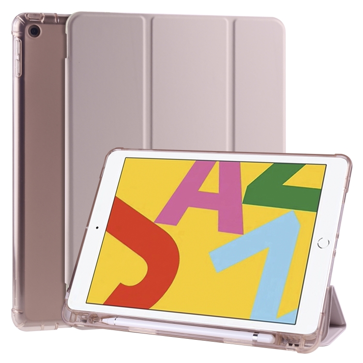 

For iPad 10.2 inch 3-folding Horizontal Flip PU Leather + Shockproof TPU Case with Holder & Pen Slot(Pink)