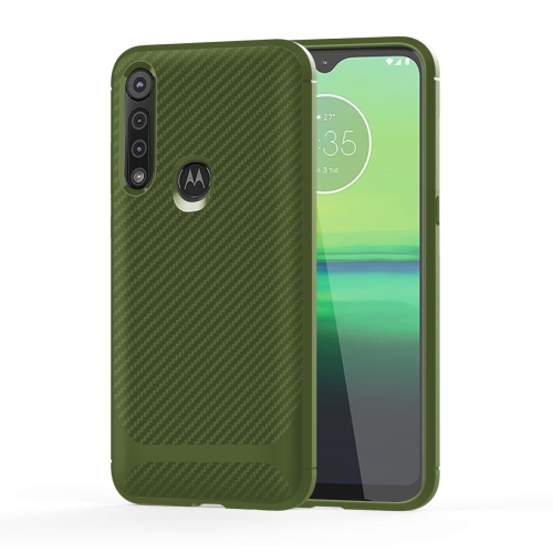 

For Motorola Moto G8 Play / One Macro Carbon Fiber Texture Shockproof TPU Protective Case(Green)