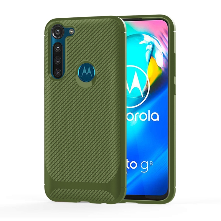 

For Motorola Moto G8 Power Carbon Fiber Texture Shockproof TPU Protective Case(Green)