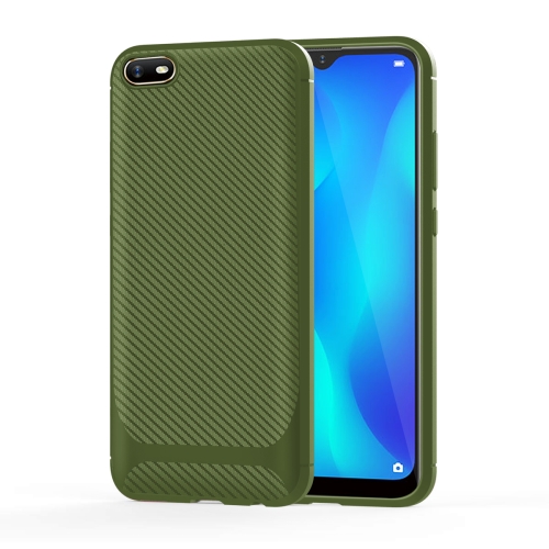 

For OPPO A1k / Realme C2 Carbon Fiber Texture Shockproof TPU Protective Case(Green)