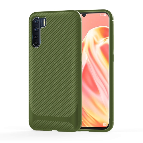 

For OPPO A91 / F15 / Reno3 Carbon Fiber Texture Shockproof TPU Protective Case(Green)