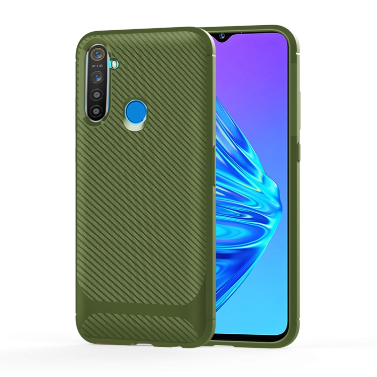 

For OPPO Realme 5s Carbon Fiber Texture Shockproof TPU Protective Case(Green)