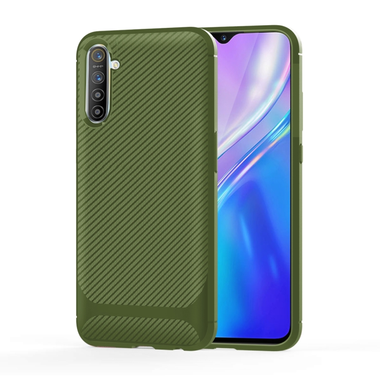 

For OPPO Realme XT / X2 / K5 Carbon Fiber Texture Shockproof TPU Protective Case(Green)