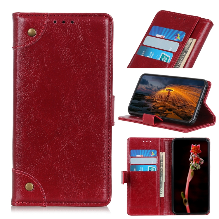 

For Motorola Moto One Fusion Plus Copper Buckle Nappa Texture Horizontal Flip Leather Case with Holder & Card Slots & Wallet(Wine Red)