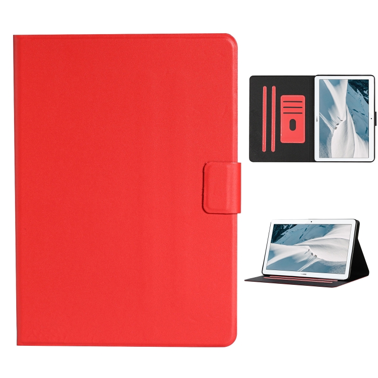 

For Huawei MediaPad T3 Solid Color Horizontal Flip Leather Case with Card Slots & Holder(Red)