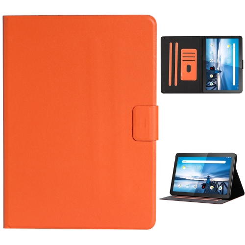 

For Lenovo Tab M10 Solid Color Horizontal Flip Leather Case with Card Slots & Holder(Orange)