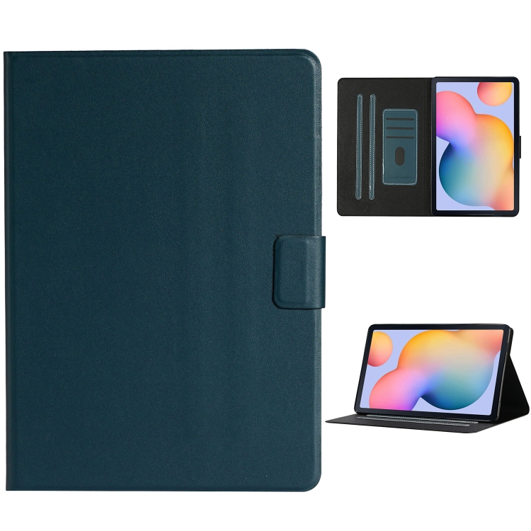 

For Samsung Galaxy Tab A 10.1 2019 T510/T515 Solid Color Horizontal Flip Leather Case with Card Slots & Holder(Dark Green)