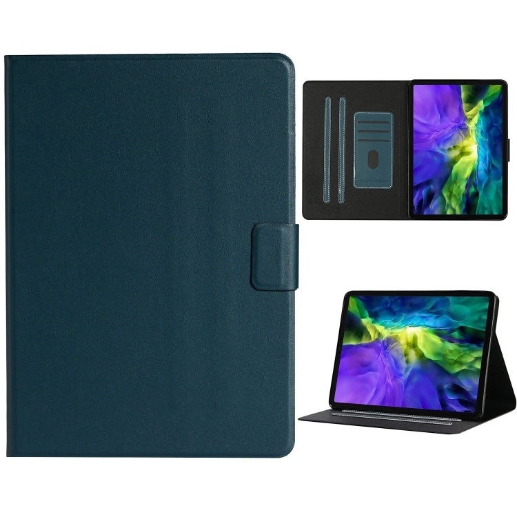 

For iPad Pro 11 (2020) Solid Color Horizontal Flip Leather Case with Card Slots & Holder & Sleep / Wake-up Function(Dark Green)