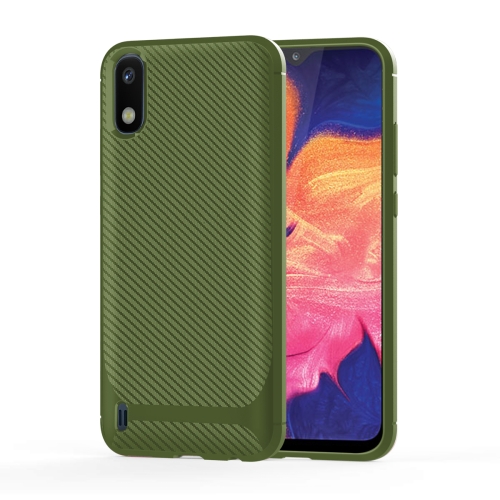

For Samsung Galaxy A01(EU Version) Carbon Fiber Texture Shockproof TPU Protective Case(Green)
