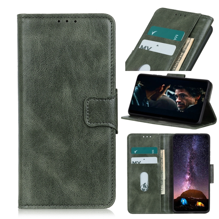 

For Motorola Moto Edge Mirren Crazy Horse Texture Horizontal Flip Leather Case with Holder & Card Slots & Wallet(Dark Green)