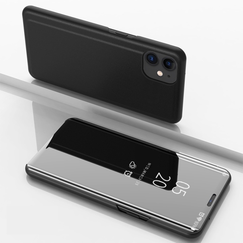 

For iPhone 12 mini Plated Mirror Horizontal Flip Leather Case with Holder(Black)