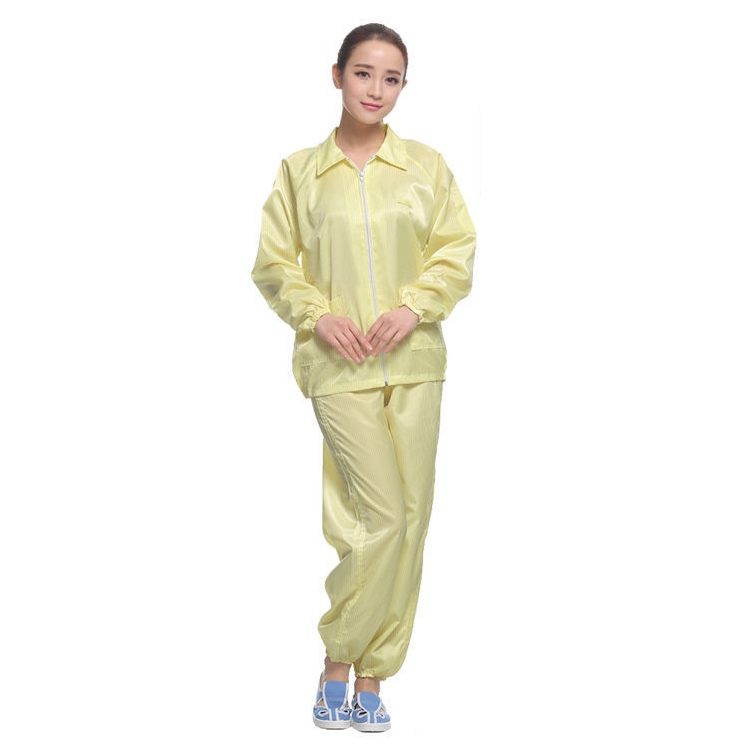 

Anti Static Split Lapel Dustless Clothing Food Protection Stripe Clean Clothes, Size:XXXL(Yellow)