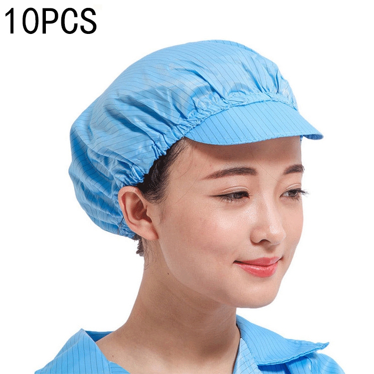 

10 PCS Anti-static Dust-free Workshop Duck Tongue Working Cap With Skylight, Size:S(Blue)