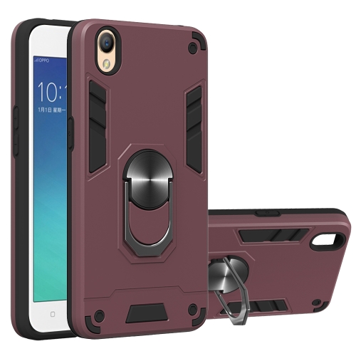 

For OPPO A37 2 in 1 Armour Series PC + TPU Protective Case with Ring Holder(Wine Red)