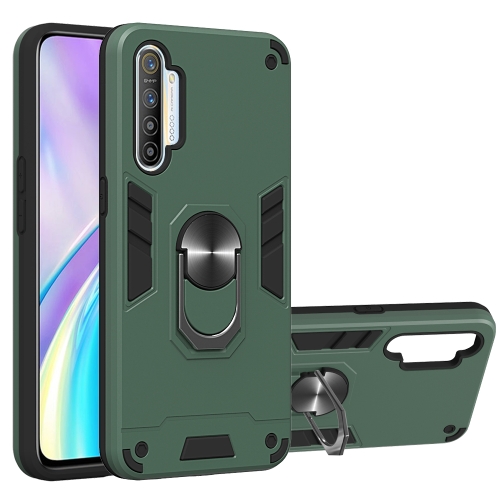 

For OPPO Realme XT 2 in 1 Armour Series PC + TPU Protective Case with Ring Holder(Dark Green)