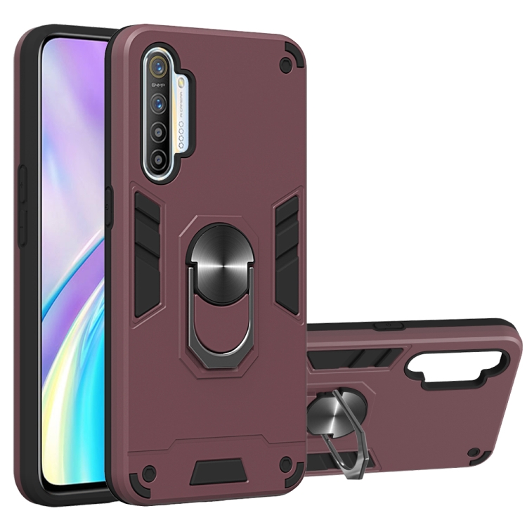

For OPPO Realme XT 2 in 1 Armour Series PC + TPU Protective Case with Ring Holder(Wine Red)