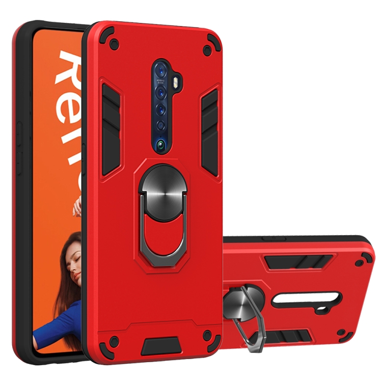 

For OPPO Reno2 2 in 1 Armour Series PC + TPU Protective Case with Ring Holder(Red)