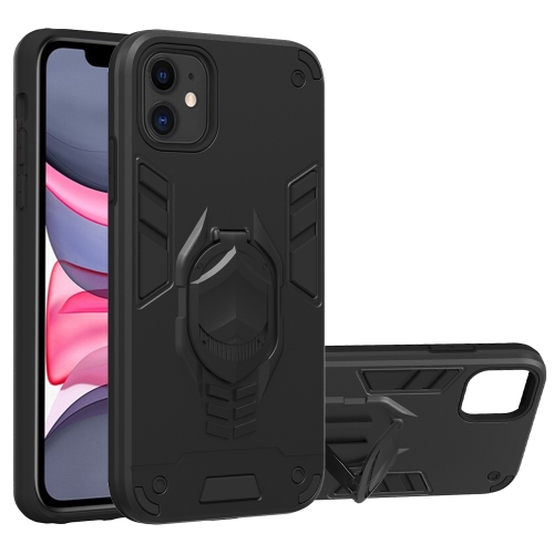 

For iPhone 11 2 in 1 Armor Knight Series PC + TPU Protective Case with Invisible Holder(Black)