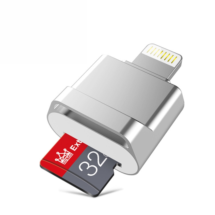 

MicroDrive 8pin To TF Card Adapter Mini iPhone & iPad TF Card Reader, Capacity:64GB(Silver)