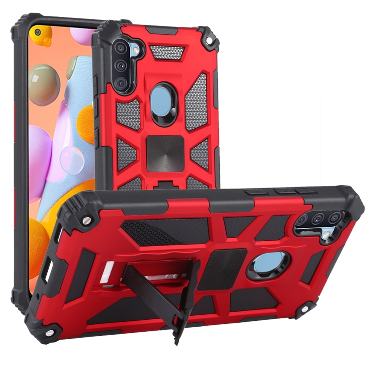 

For Samsung Galaxy A11 Shockproof TPU + PC Magnetic Protective Case with Holder(Red)