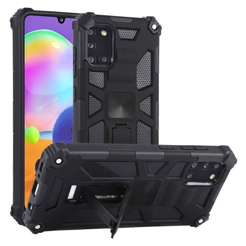 

For Samsung Galaxy A31 Shockproof TPU + PC Magnetic Protective Case with Holder(Black)