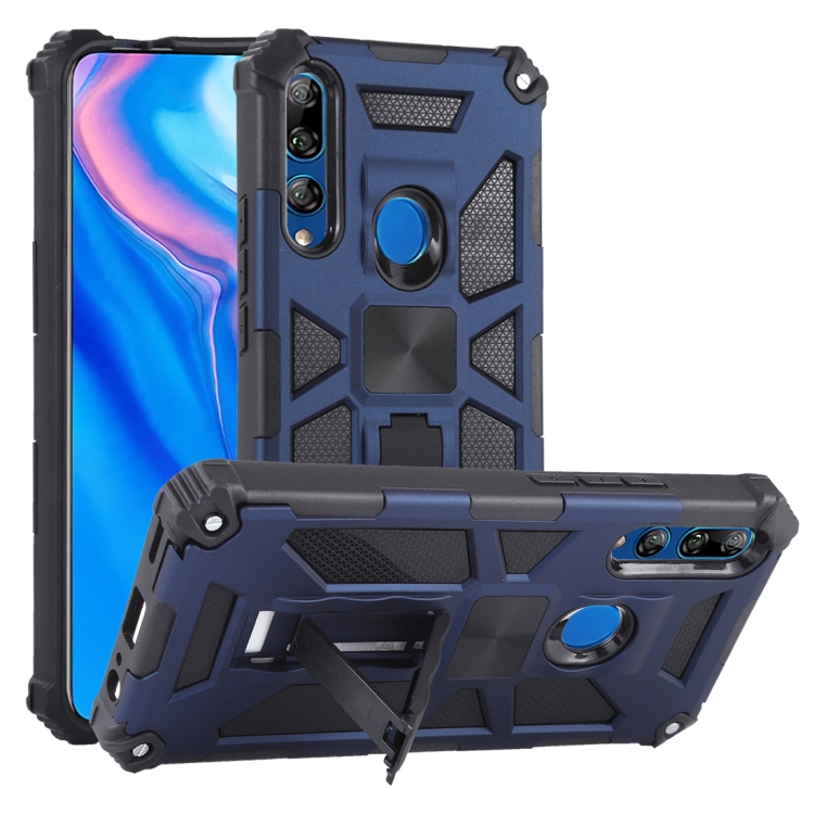 

For Huawei Y9 Prime (2019) Shockproof TPU + PC Magnetic Protective Case with Holder(Blue)