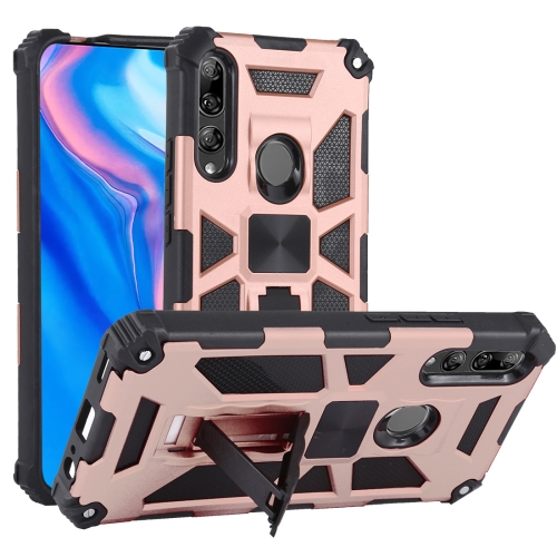 

For Huawei Y9 Prime (2019) Shockproof TPU + PC Magnetic Protective Case with Holder(Rose Red)