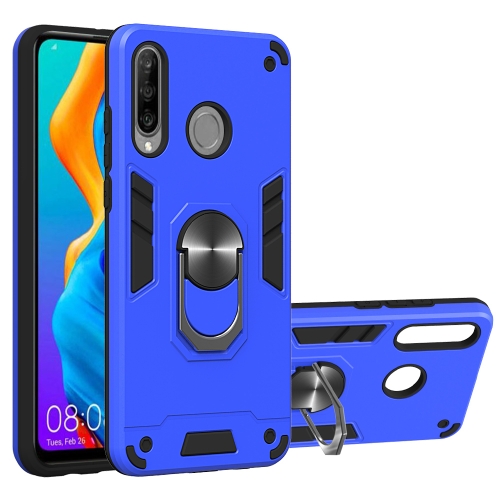 

For Huawei P30 Lite / nova 4e 2 in 1 Armour Series PC + TPU Protective Case with Ring Holder(Dark Blue)