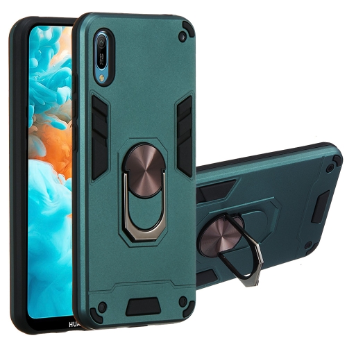 

For Huawei Y6 Pro (2019) 2 in 1 Armour Series PC + TPU Protective Case with Ring Holder(Green)