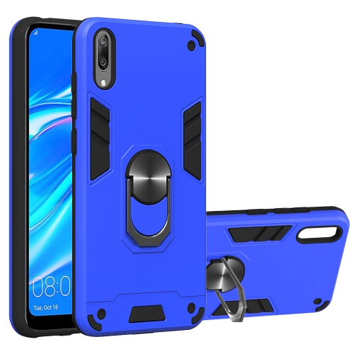 

For Huawei Y7 Pro (2019) 2 in 1 Armour Series PC + TPU Protective Case with Ring Holder(Dark Blue)