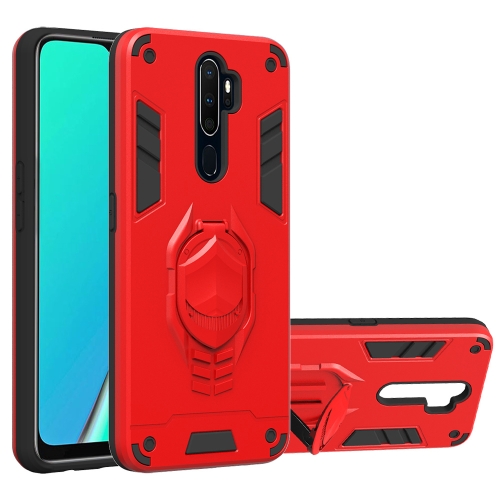 

For OPPO A9 (2020) 2 in 1 Armor Knight Series PC + TPU Protective Case with Invisible Holder(Red)