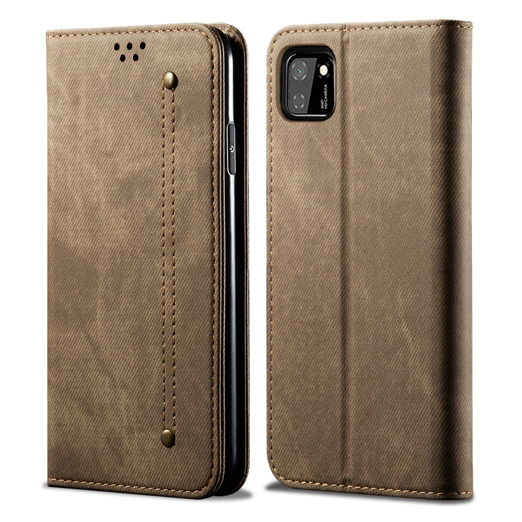 

For Huawei Y5P Denim Texture Casual Style Horizontal Flip Leather Case with Holder & Card Slots & Wallet(Khaki)