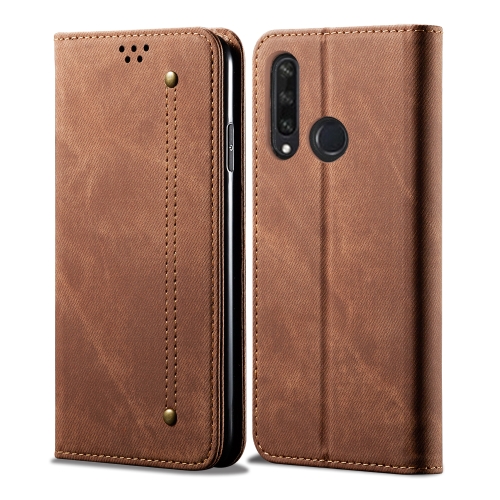 

For Huawei Y6P Denim Texture Casual Style Horizontal Flip Leather Case with Holder & Card Slots & Wallet(Brown)