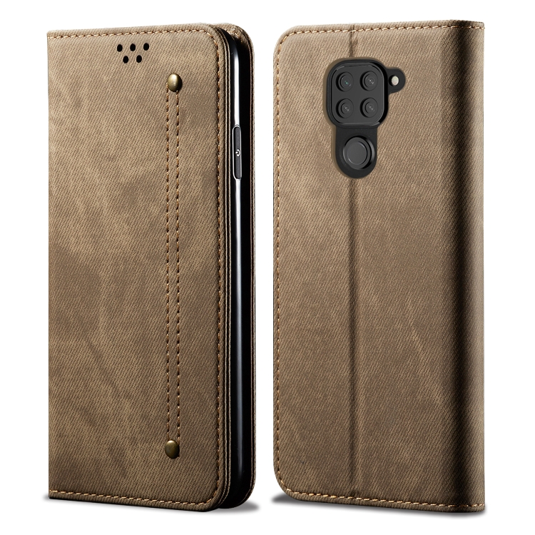 

For Xiaomi Redmi Note 9 Denim Texture Casual Style Horizontal Flip Leather Case with Holder & Card Slots & Wallet(Khaki)