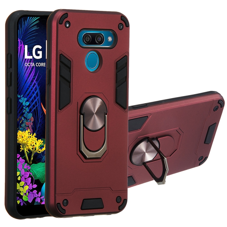 

For LG K50 2 in 1 Armour Series PC + TPU Protective Case with Ring Holder(Wine Red)
