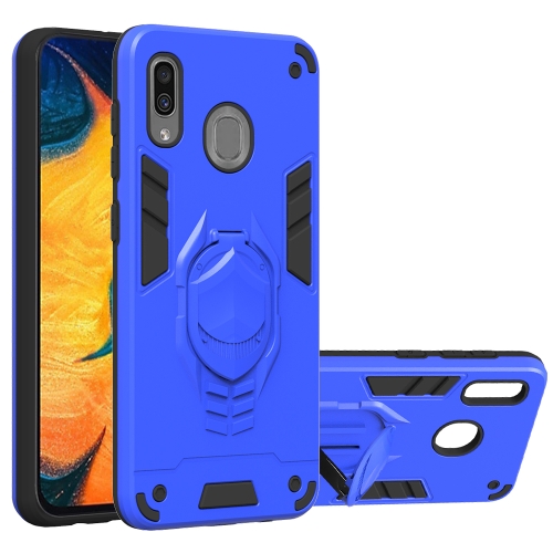 

For Samsung Galaxy A30 2 in 1 Armor Knight Series PC + TPU Protective Case with Invisible Holder(Dark Blue)