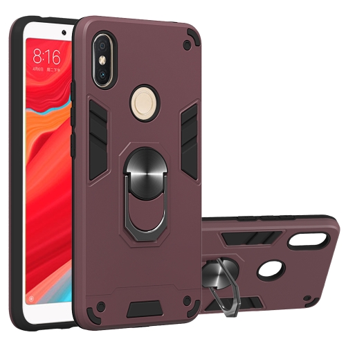 

For Xiaomi Rdemi S2 / Y2 2 in 1 Armour Series PC + TPU Protective Case with Ring Holder(Wine Red)