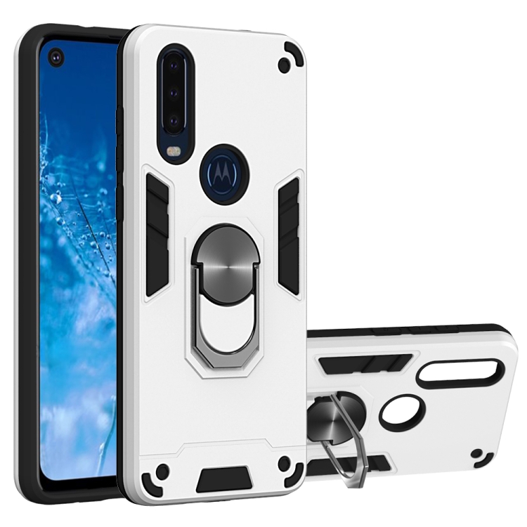 

For Motorola Moto P40 Power 2 in 1 Armour Series PC + TPU Protective Case with Ring Holder(Silver)