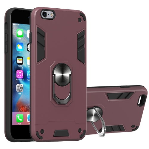 

For iPhone 6 Plus / 6s Plus 2 in 1 Armour Series PC + TPU Protective Case with Ring Holder(Wnie Red)